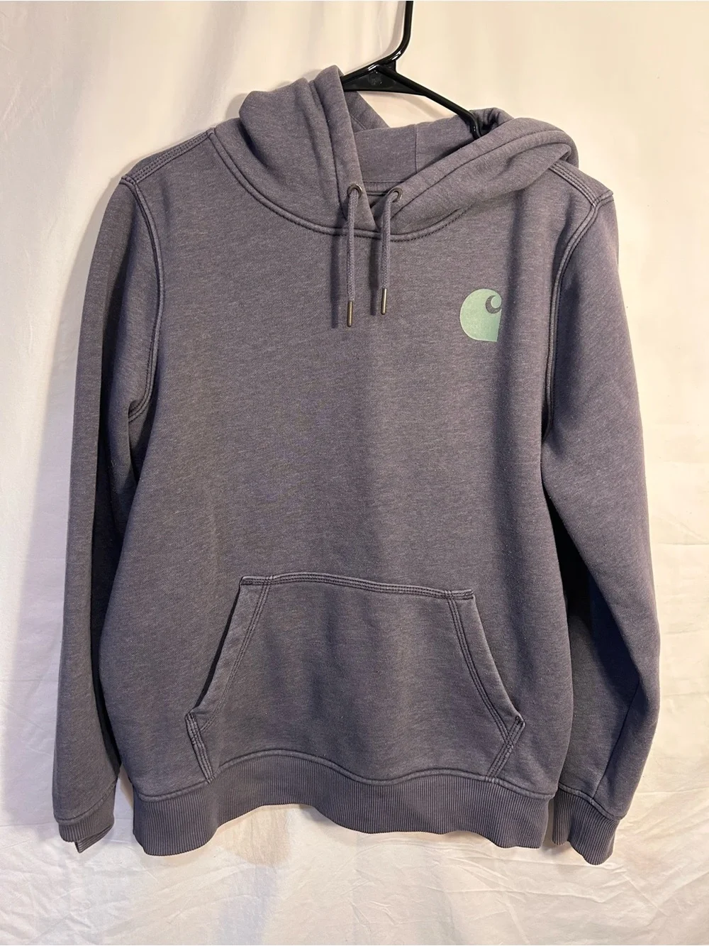Carhartt Men's Heather Gray Crewneck Hoodie with Mint Logo